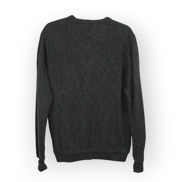 Men M Vintage IZOD LACOSTE Sweater MADE IN USA Charcoal Orlon V-Neck - Picture 4 of 9